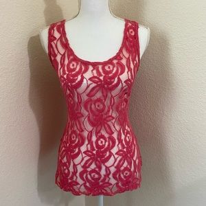 Coral lace tank
